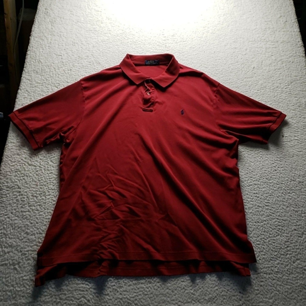 Polo Ralph Lauren Polo Shirt Mens Big 3X Red Solid Short Sleeve Knit Logo Top
